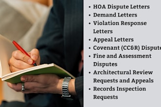 draft hoa dispute letters, complaints, and legal documents as a lawyer in ca, ny