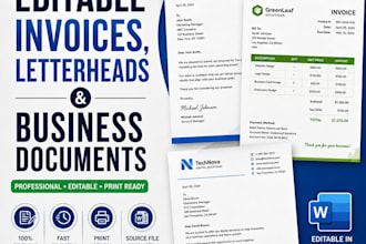 create editable invoices, letterheads and business documents