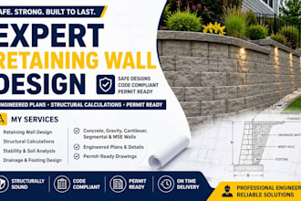do retaining wall permit plan structural calculation for texas, florida, ca, usa