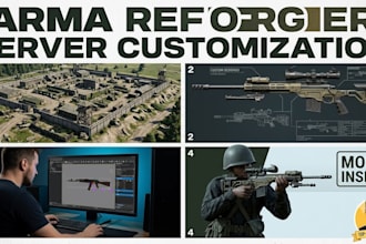 build immersive base, design custom weapons for arma reforger server, 3d mods
