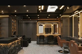 render spa interior, redesign beauty studio, barbershop design, isometric render