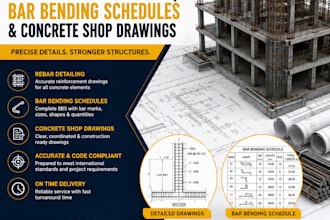 do rebar detailing, bar bending schedules and concrete shop drawings