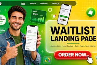 design waitlist landing page, coming soon landing page, sales funnel page