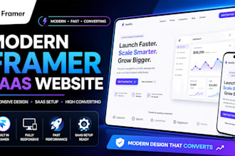 design modern framer saas website with responsive design, saas setup website