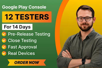 provide 12 testers for google play closed testing for 14 days 12 app tester