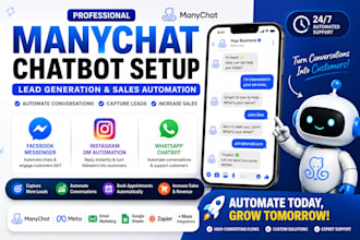 professional manychat chatbot setup for lead generation and sales automation