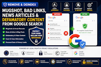 remove mugshot bad links, news article deindex negative links defamatory case