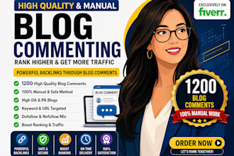 build 1200 manual blog commenting backlinks for SEO ranking