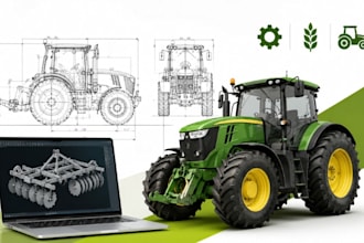 agricultural machine drawing, farm cad, tractor drawing, cad drafting servicesai