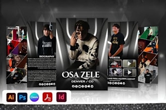 design press kit, media kit, dj press kit, artist epk, epk design, one sheet