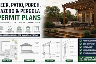design deck, patio, porch, gazebo and pergola permit plans
