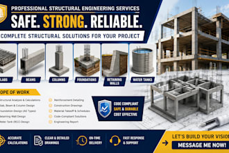 design slabs, beams, columns, foundations, retaining walls and water tanks