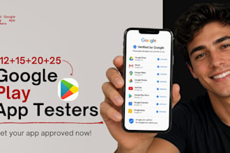 provide 12 testers for google play app testing or closed app testers