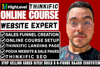 design a high converting health and fitness online course website on kajabi
