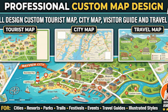 design custom tourist map, city map, visitor guide and travel map