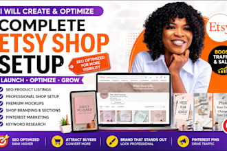 create an etsy shop with SEO product listings and pinterest marketing