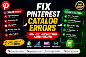 fix pinterest catalog, product feed, gtin and datafeedwatch errors