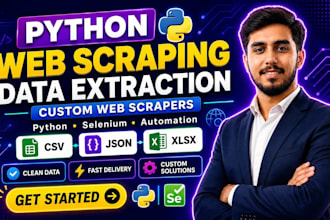 do python web scraping, data extraction and build custom web scrapers