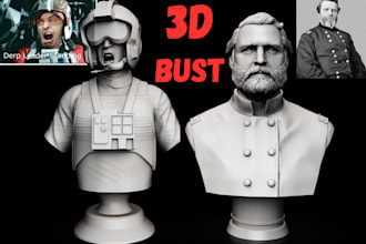 sculpt 3d face likeness bust model 2d to 3d head model 3d statue 3d printing