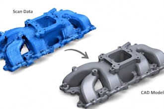 do reverse engineering from stl to step scan data step 3d cad model, pointcloud