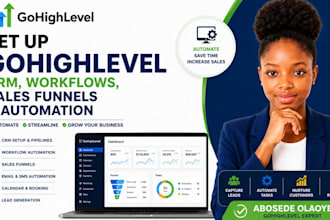 setup gohighlevel crm, webflows, sales funnels and automation for smail business