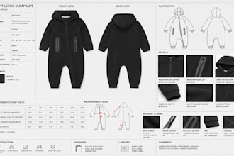 create baby clothing tech pack and kids wear fashion tech pack for manufacturers