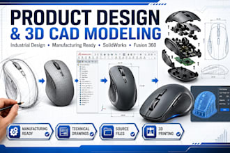 do ergonomic product design, industrial design, 3d cad model for fusion 360