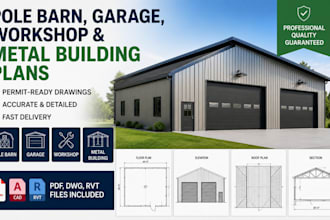 design permit ready pole barn, garage, workshop, and metal building plans