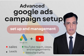 setup,manage and optimize youtube ads or google display ads campaing
