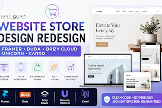 build framer duda brizy cloud unicorn carrd website store design redesign