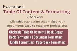 create a hyperlinked table of contents for word, pdf, books, ebook and documents