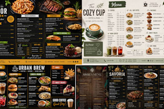 design food menu, cafe menu, restaurant menu design and digital menu board
