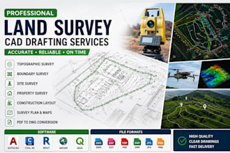 create professional land survey cad drawings and topographic survey plans