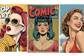 illustrate vintage comic book, retro comic design, manga and comic art design