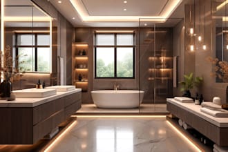 do 3d interior design for kitchen, bathroom, dining, bedroom, living room design