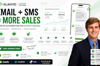 setup klaviyo SMS marketing, email automation and shopify ecommerce flows