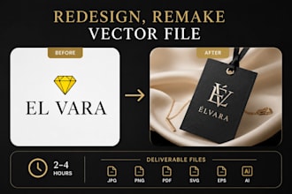 remake, redesign, and convert your logo into a vector file