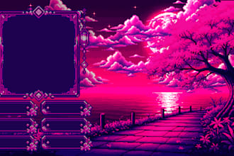 design a custom pixel art stream overlays for your channel