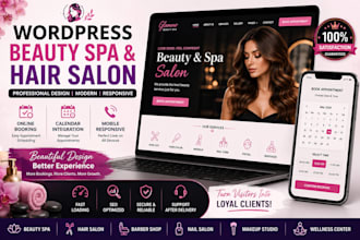 do wordpress beauty spa, hair salon, mobile responsive, calender, online booking