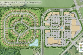 create residential and commercial master plan and site plan