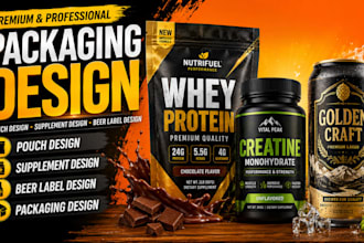 do product packaging design, pouch design, supplement label design, beer label