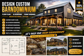 craft luxury barndominium floor plans realistic 3d renders permit ready drawings