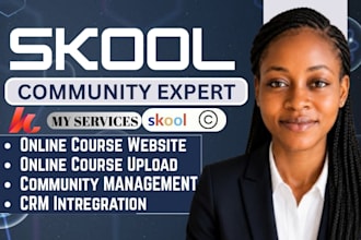 build skool community setup, course upload, community manager, circle, kajabi