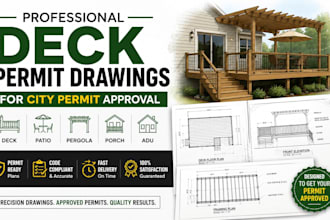 create deck permit drawings for patio, pergola, adu, porch and city permit