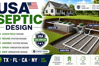 do usa septic design with leach field, mound, aerobic, spray, drip irrigation