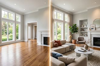 do realistic virtual staging for real estate property photos