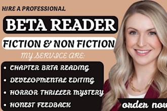 beta read your book and provide honest reader feedback