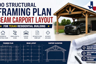 do structural framing plan beam carport layout for texas residential building