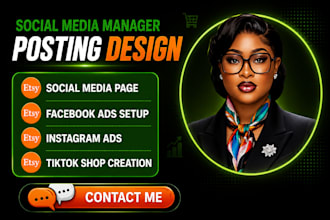 do social media post, facebook ads creative, tiktok shop creation, instagram ads