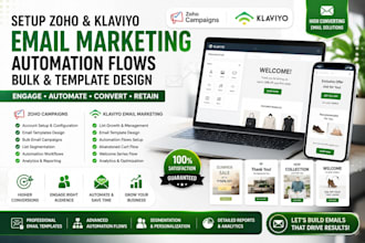 setup zoho klaviyo email marketing email automation flows bulk template design